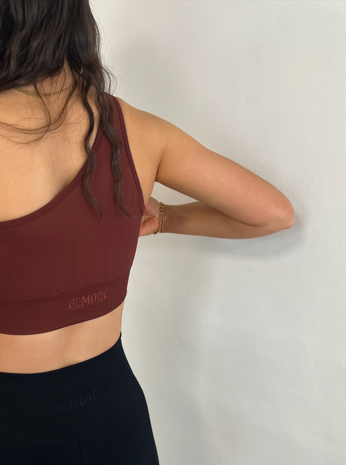 Signature One Shoulder Bra Maroon