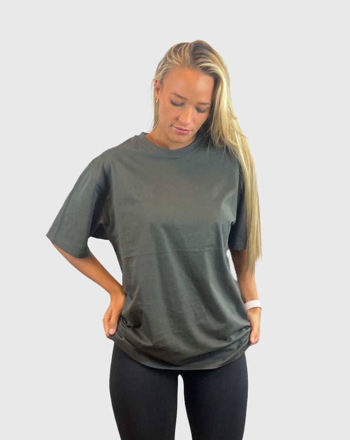 Womens Basic Tee Oversized Steel Grey