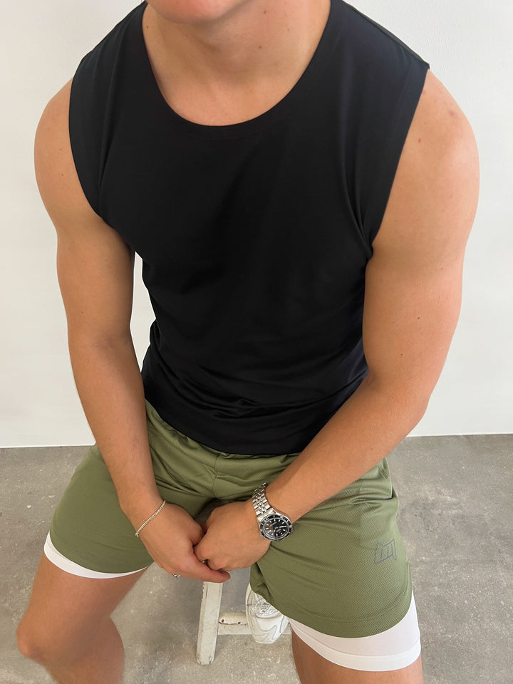Mens Essential Tank Top Sleeveless Black