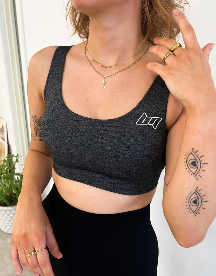 BM Seamless Ribbed Sports Bra Dark Grey