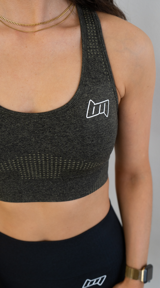 BM Seamless Racer Back Sports Bra Dark Green