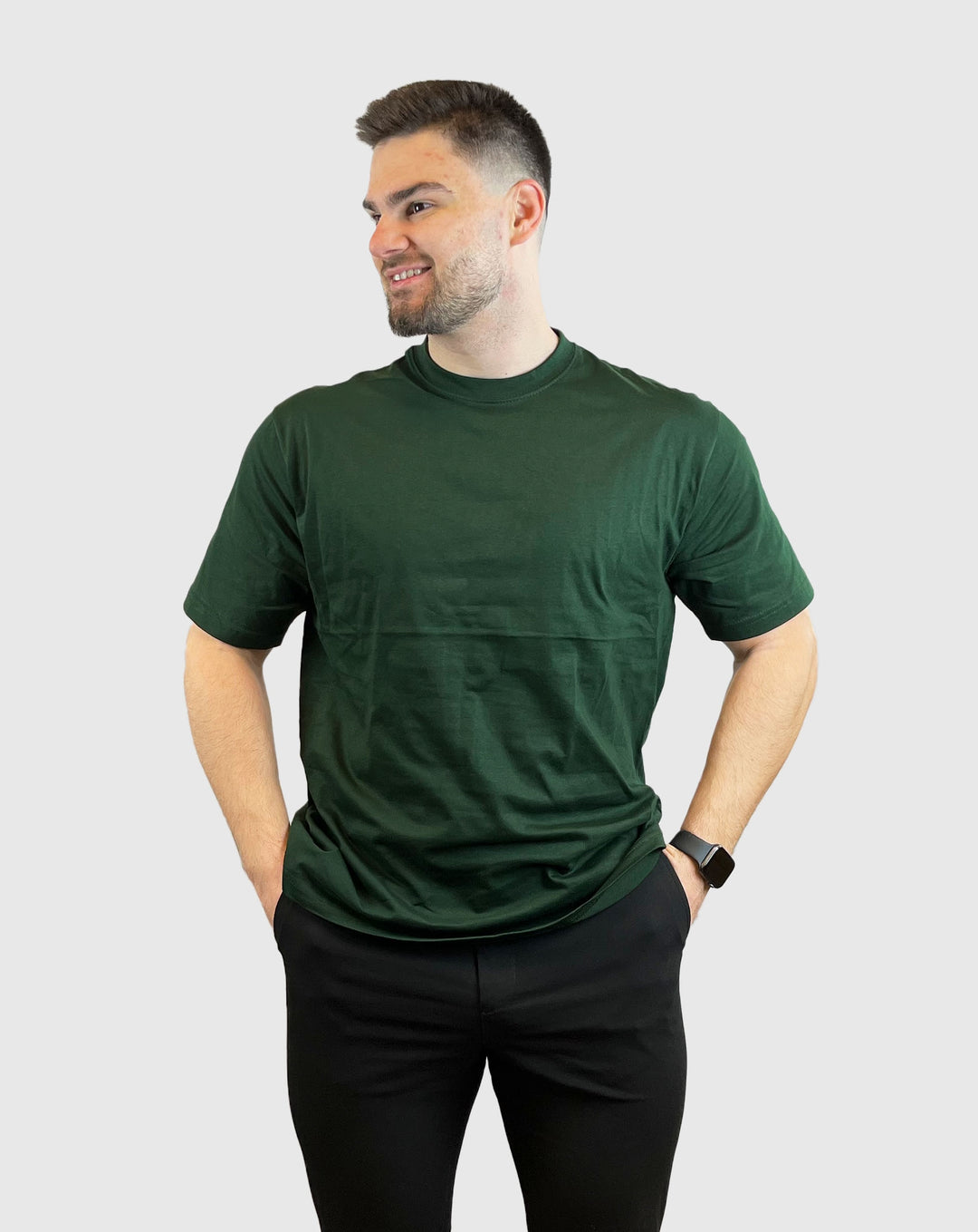 Mens Basic Tee Oversized Bottle Green