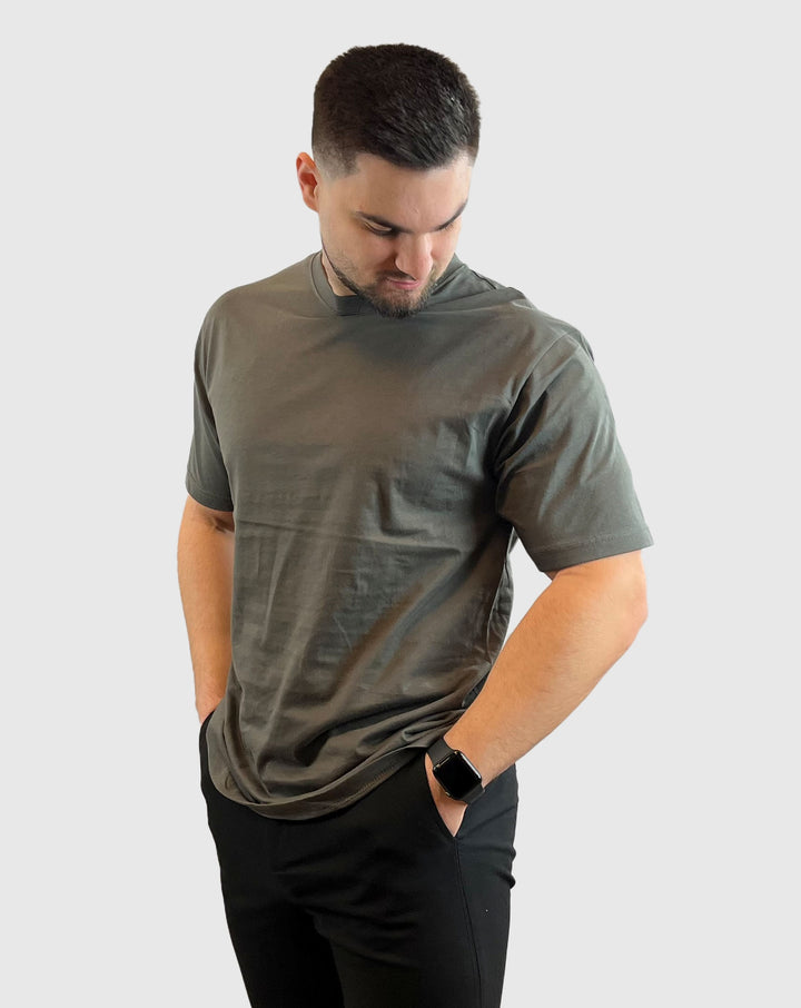 Mens Basic Tee Oversized Steel Grey